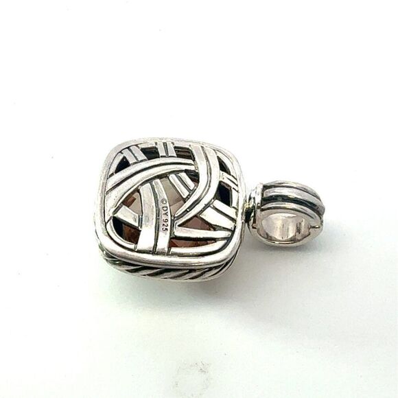 David Yurman Morganite Albion Pendant 14 mm Sterling Silver Estate DY679 - Picture 4 of 7
